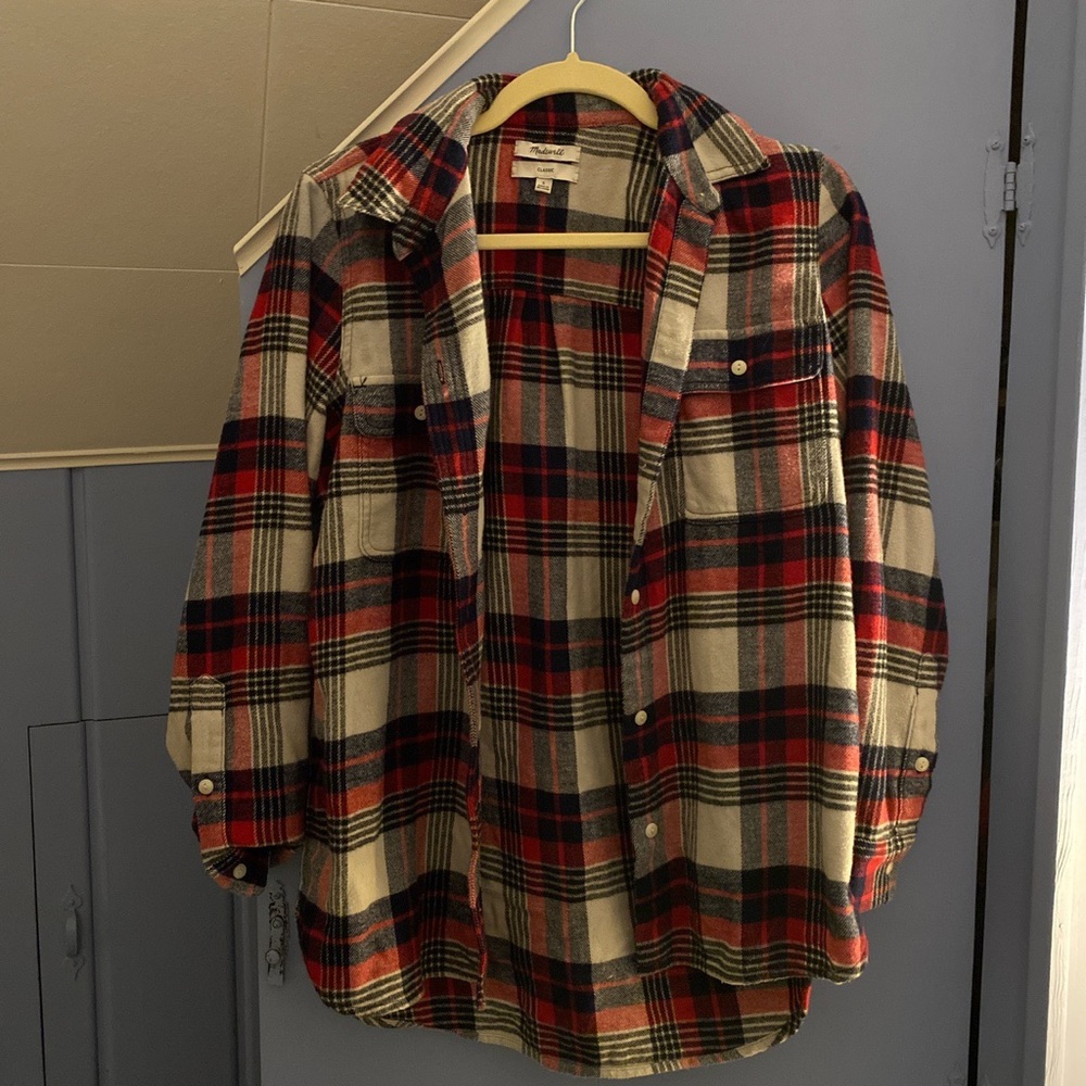 Madewell Blue and Red Flannel Shirt